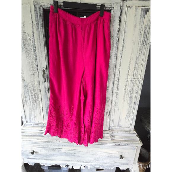 Anthropologie Wide-Leg Eyelet Crop Pants - New Size 8 - Picture 5 of 5